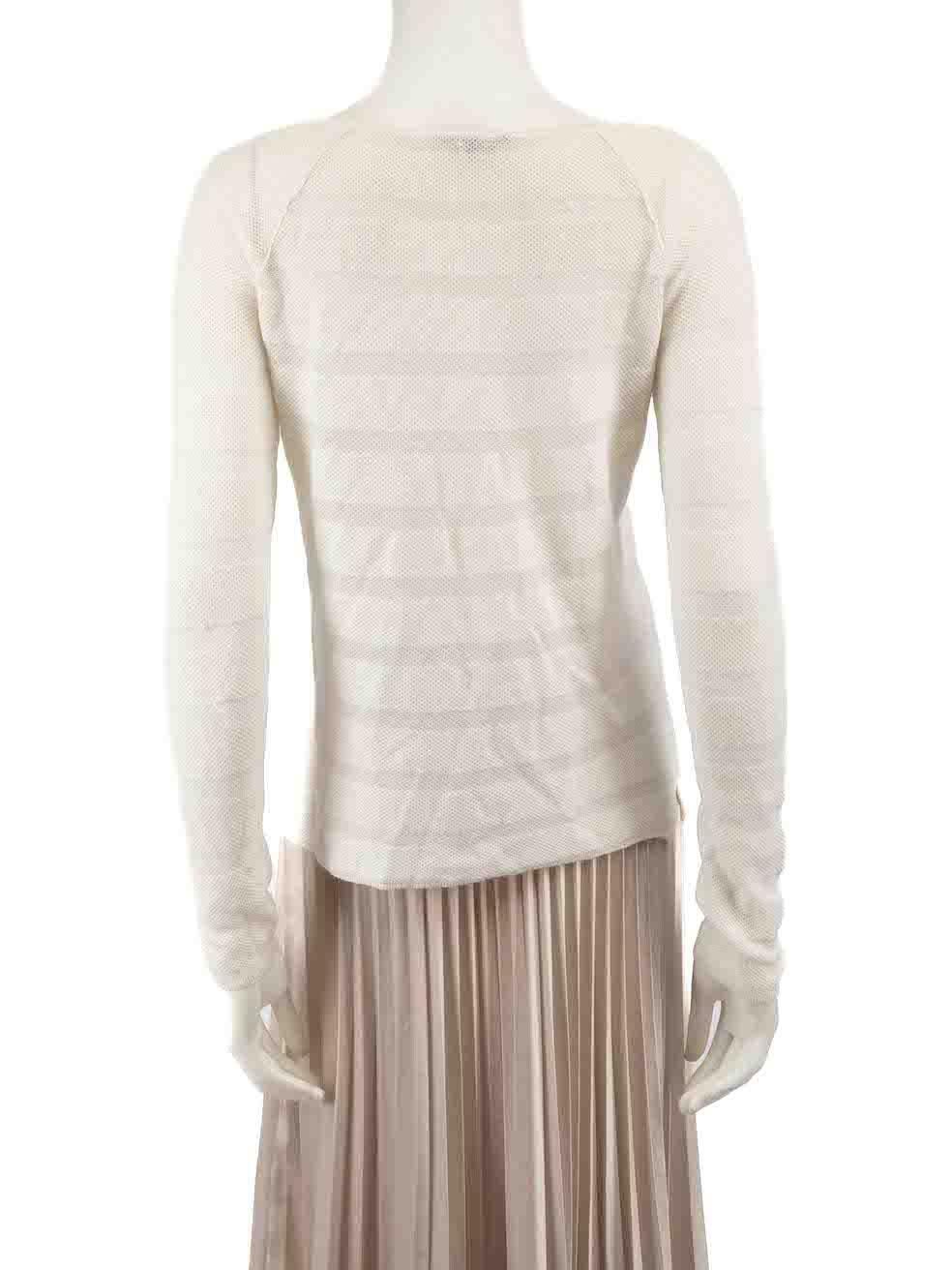 Loro Piana Cream Cashmere Striped Knit Top Size S In Good Condition For Sale In London, GB