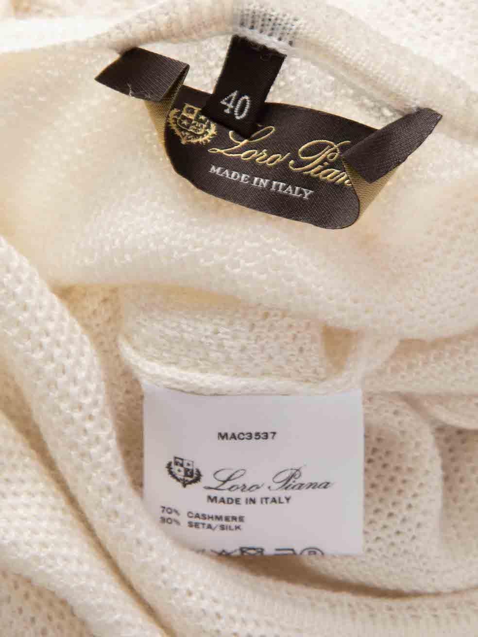 Loro Piana Cream Cashmere Striped Knit Top Size S For Sale 3