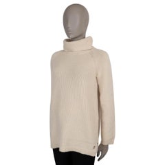 LORO PIANA cream cashmere TURTLENECK Sweater 44 L