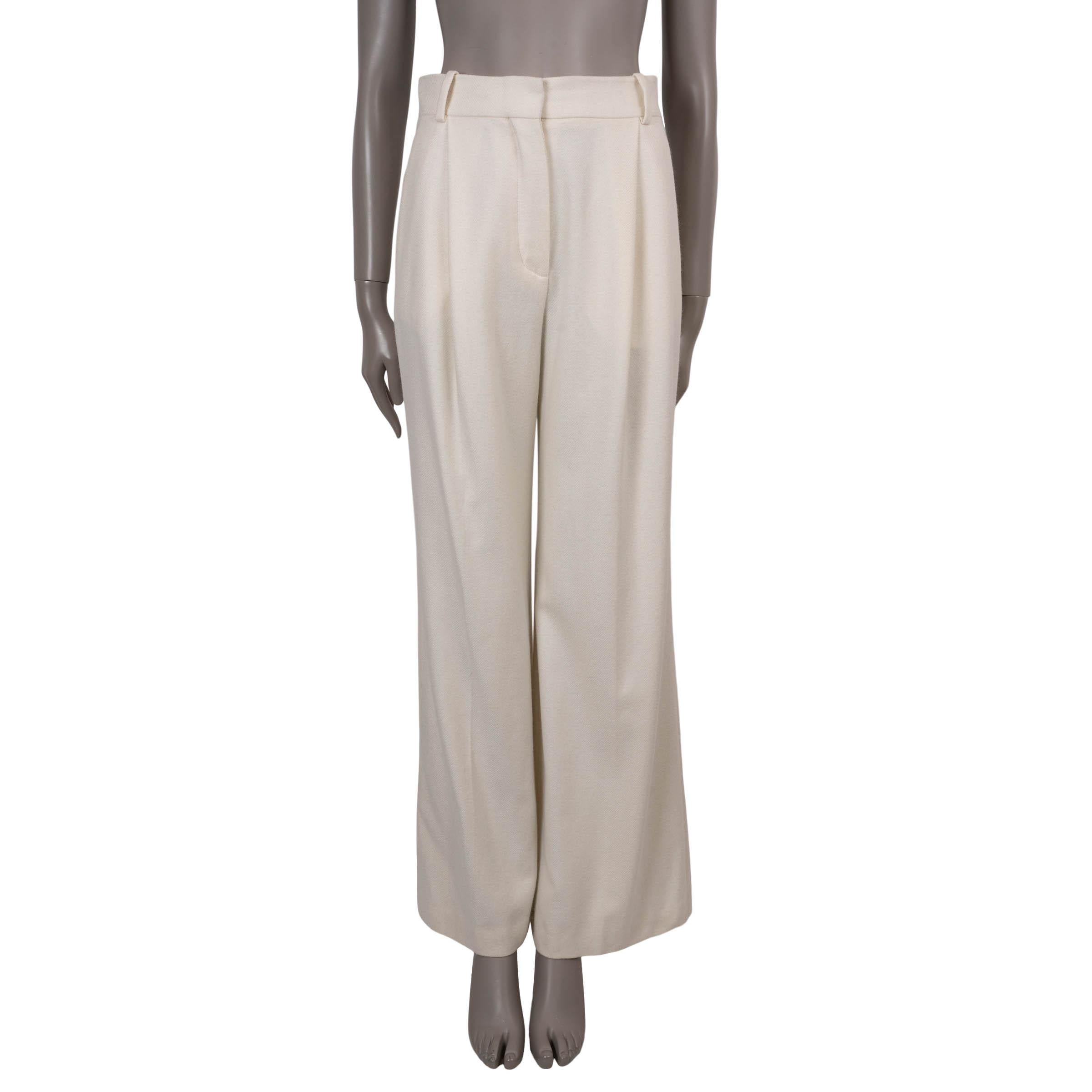 LORO PIANA cream cashmere WIDE LEG Pantalon 38 XS