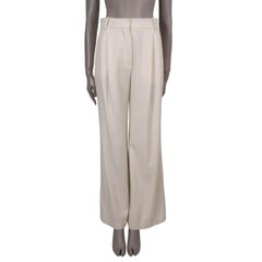 LORO PIANA cream cashmere WIDE LEG Pantalon 38 XS