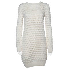 Loro Piana Creme Grobstrick Pullover Kleid S