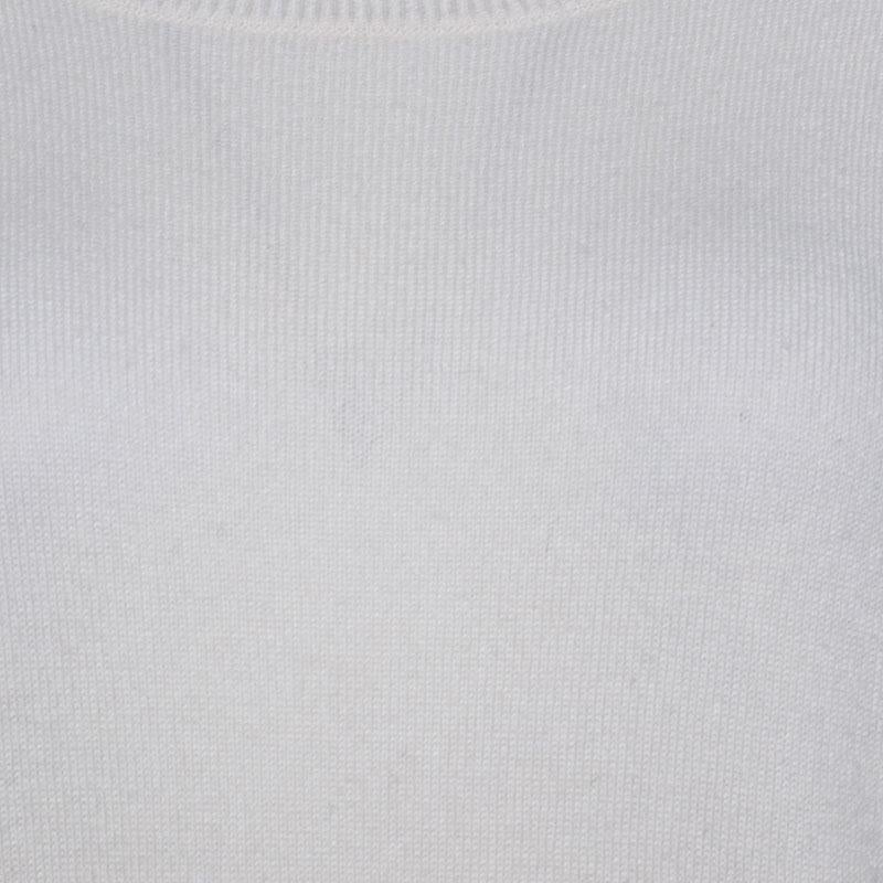 Gray Loro Piana Cream Knit Short Sleeve Shift Dress M