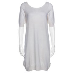 Loro Piana Cream Knit Short Sleeve Shift Dress M