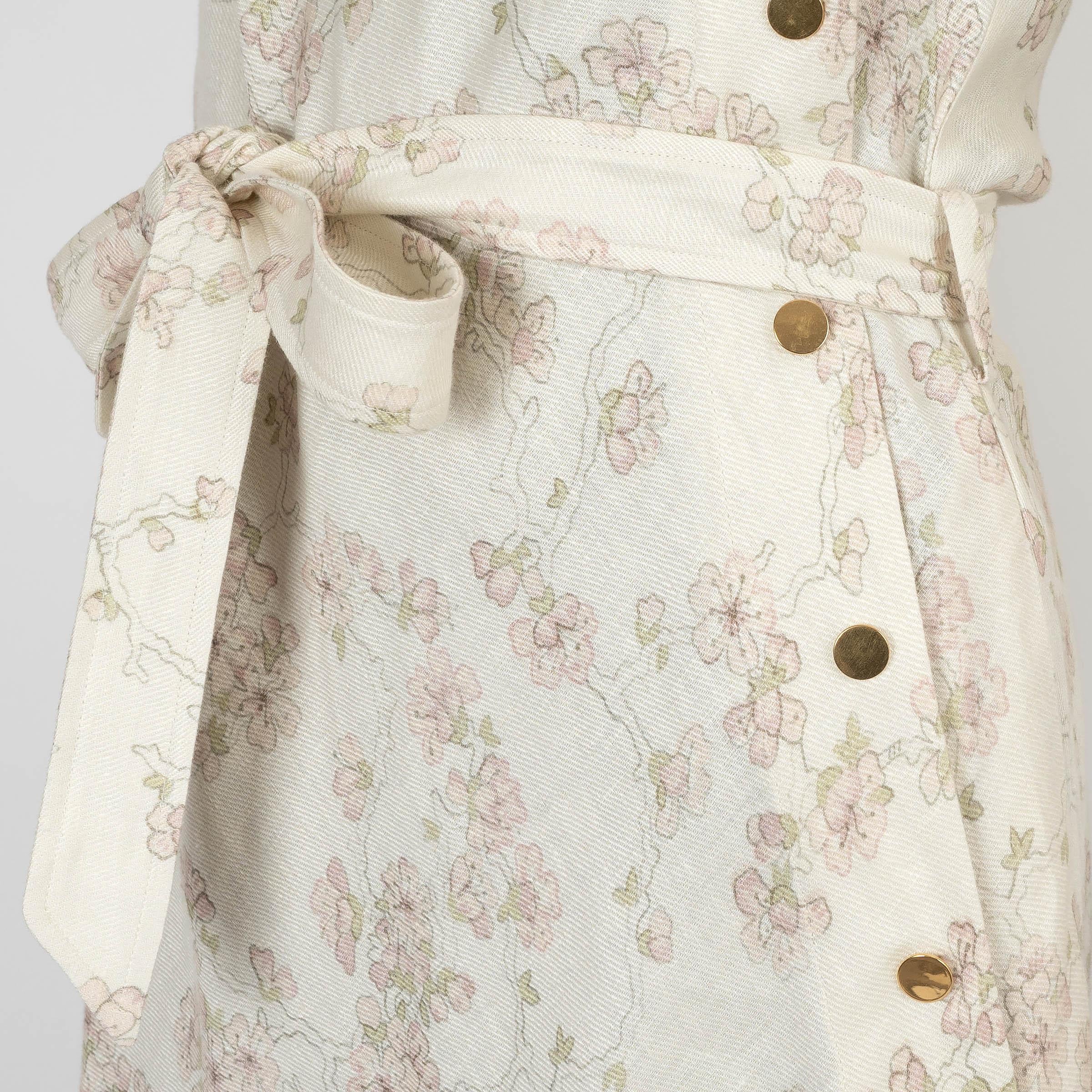 Donna LORO PIANA crema lino 2024 LAIA SHIRT MIDI Abito 42 M