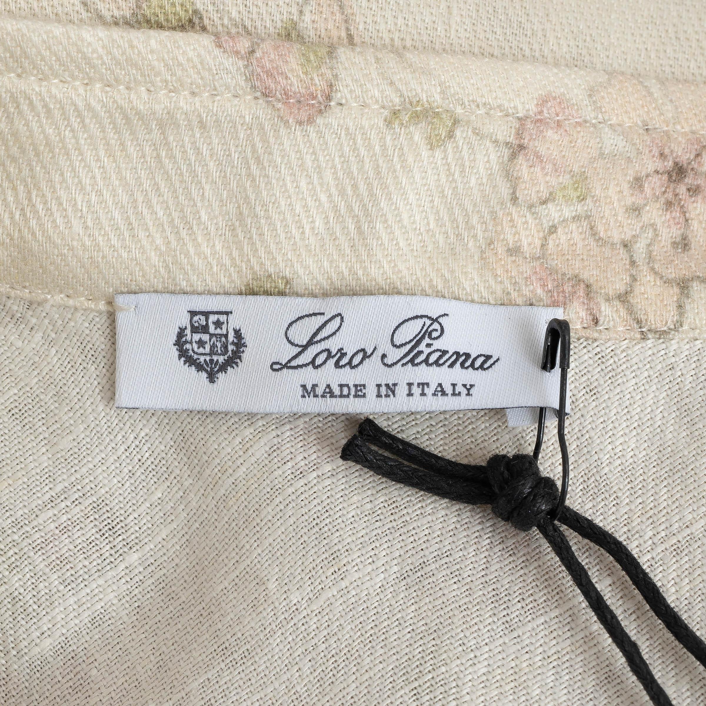LORO PIANA crema lino 2024 LAIA SHIRT MIDI Abito 42 M 1