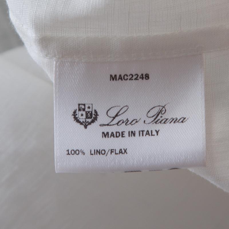 Loro Piana Cream Linen Button Front Long Sleeve Shirt M 1