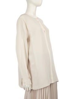 Loro Piana Cream Long Sleeve Silk Blouse Size XXXL