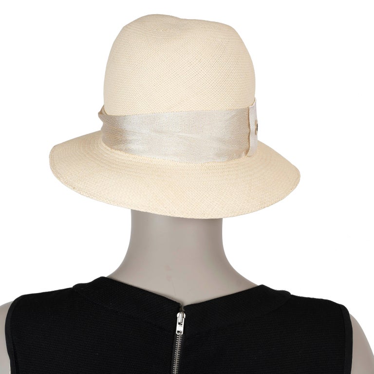 LORO PIANA cream MIA PANAMA STRAW Hat L For Sale at 1stDibs