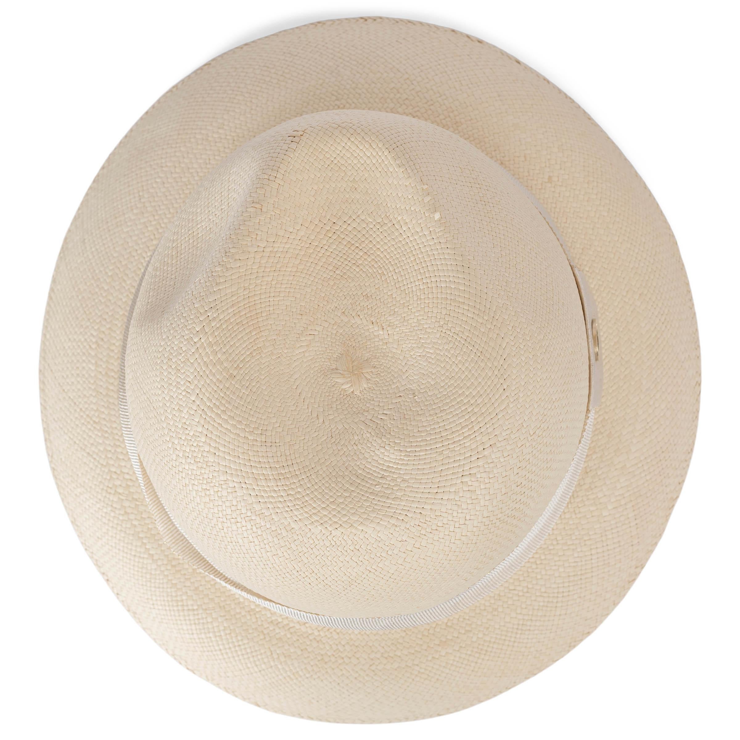 Women's LORO PIANA cream MIA PANAMA STRAW Hat L For Sale