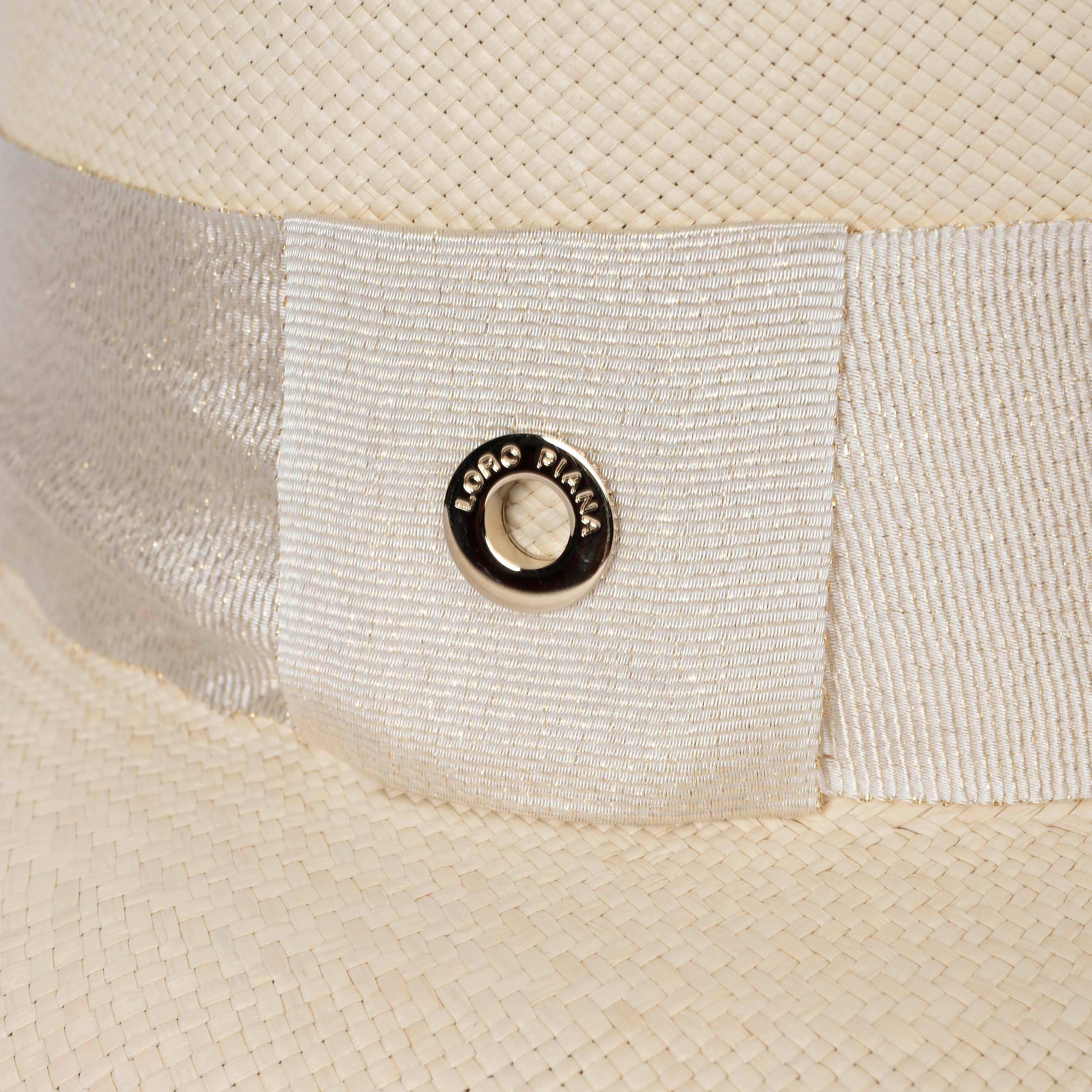 LORO PIANA cream MIA PANAMA STRAW Hat L For Sale 2