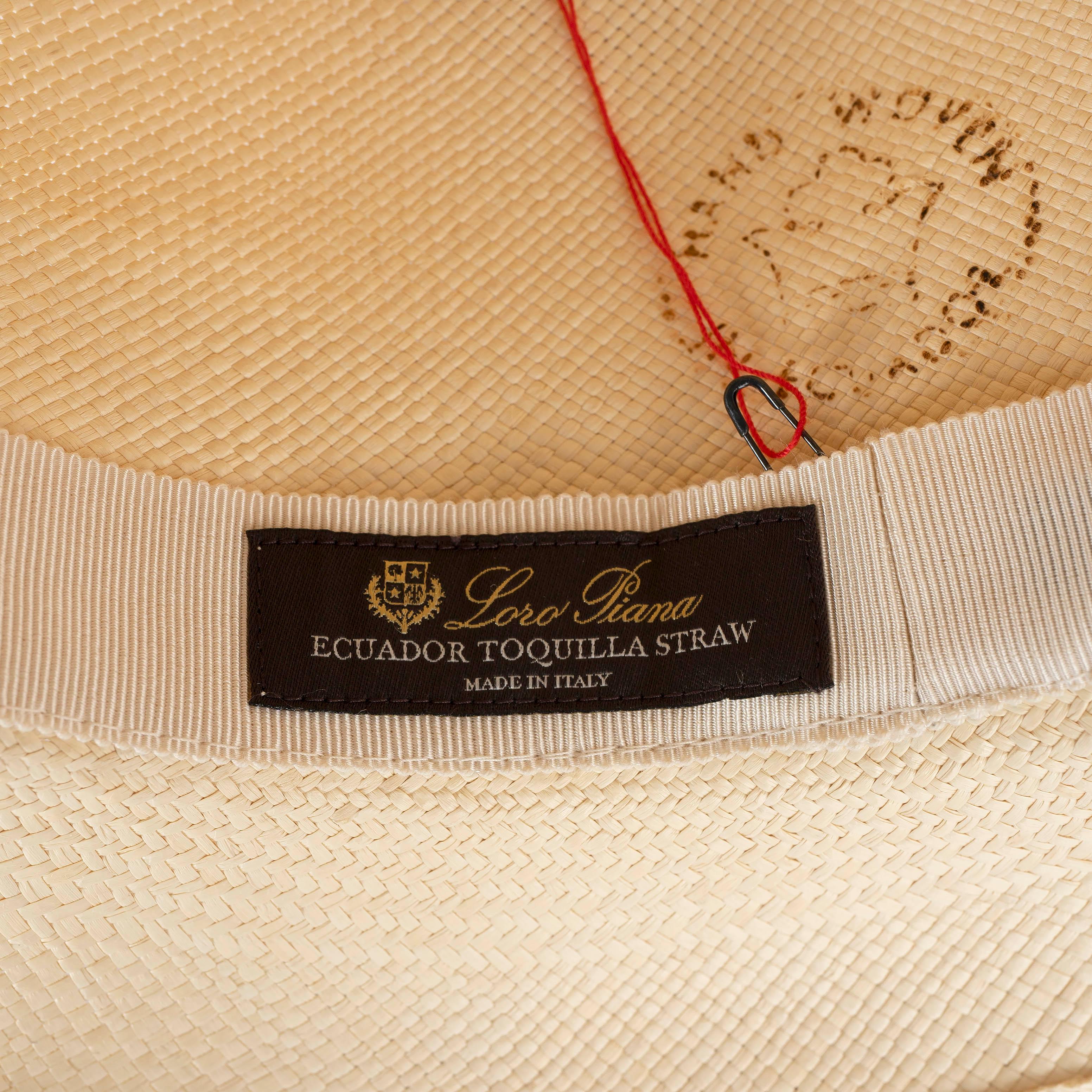LORO PIANA cream MIA PANAMA STRAW Hat L For Sale 3