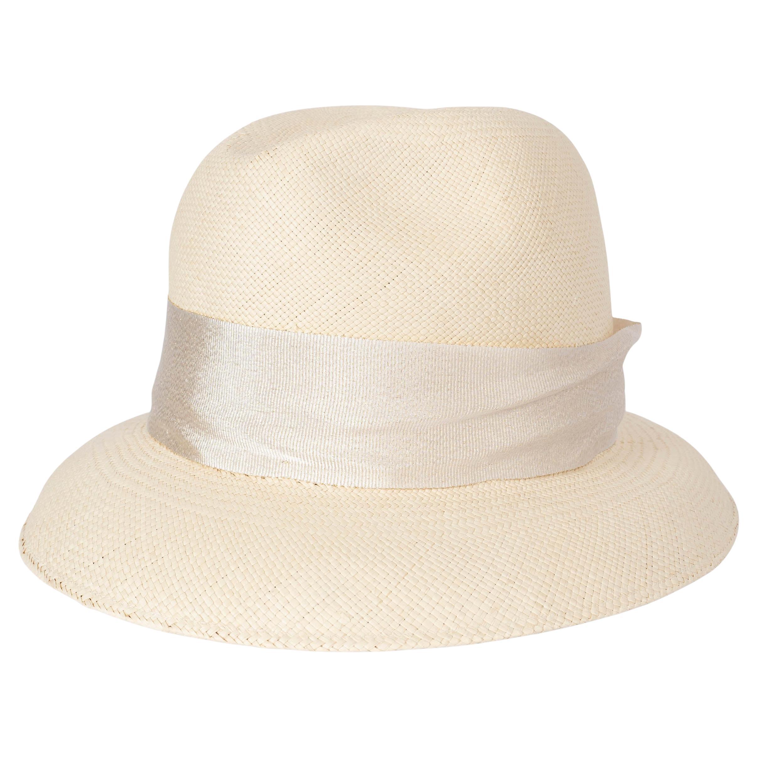 LORO PIANA Cremefarbener MIA PANAMA STRAW Hut L