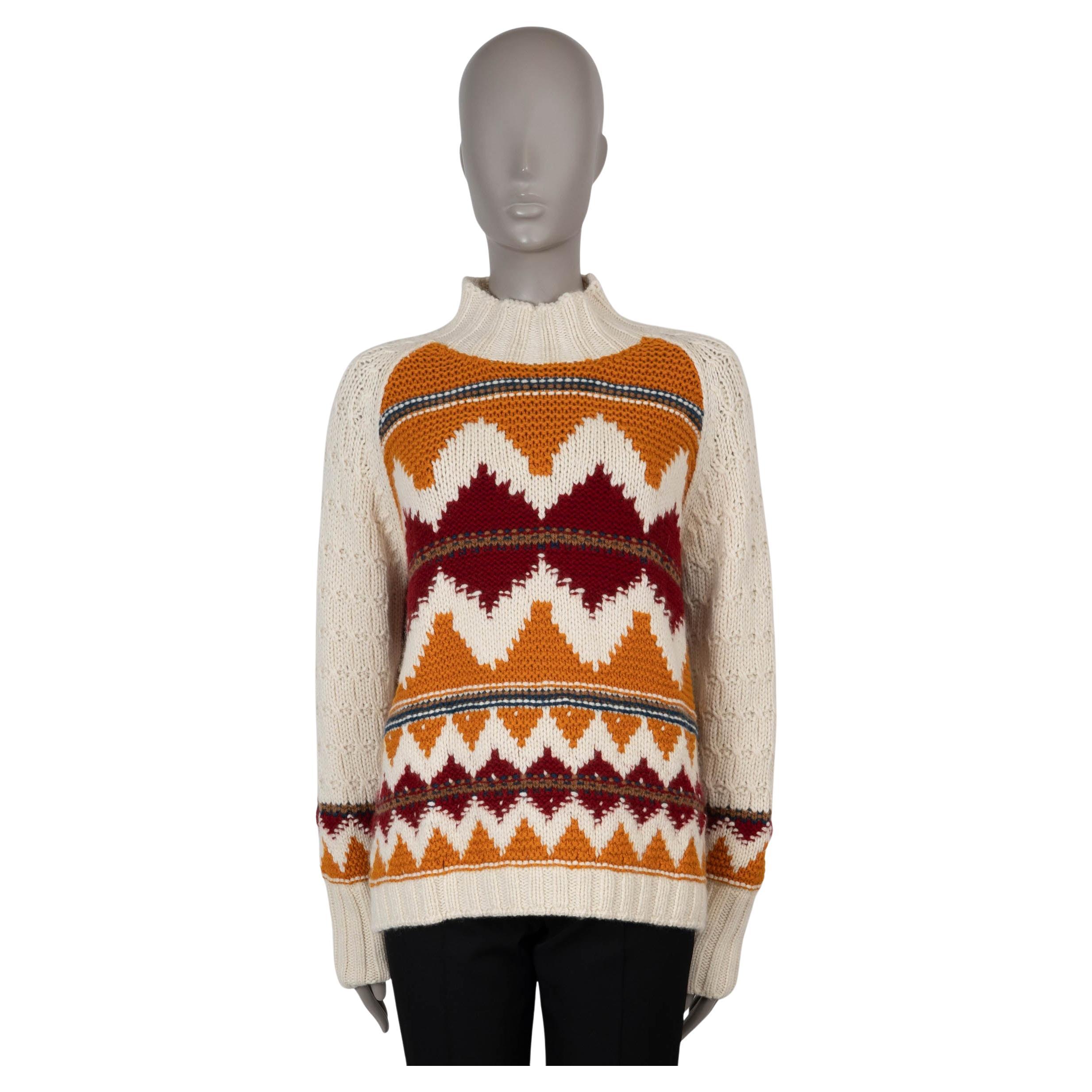 LORO PIANA cream red orange cashmere 2021 ACHILLEA Sweater M FAL8381