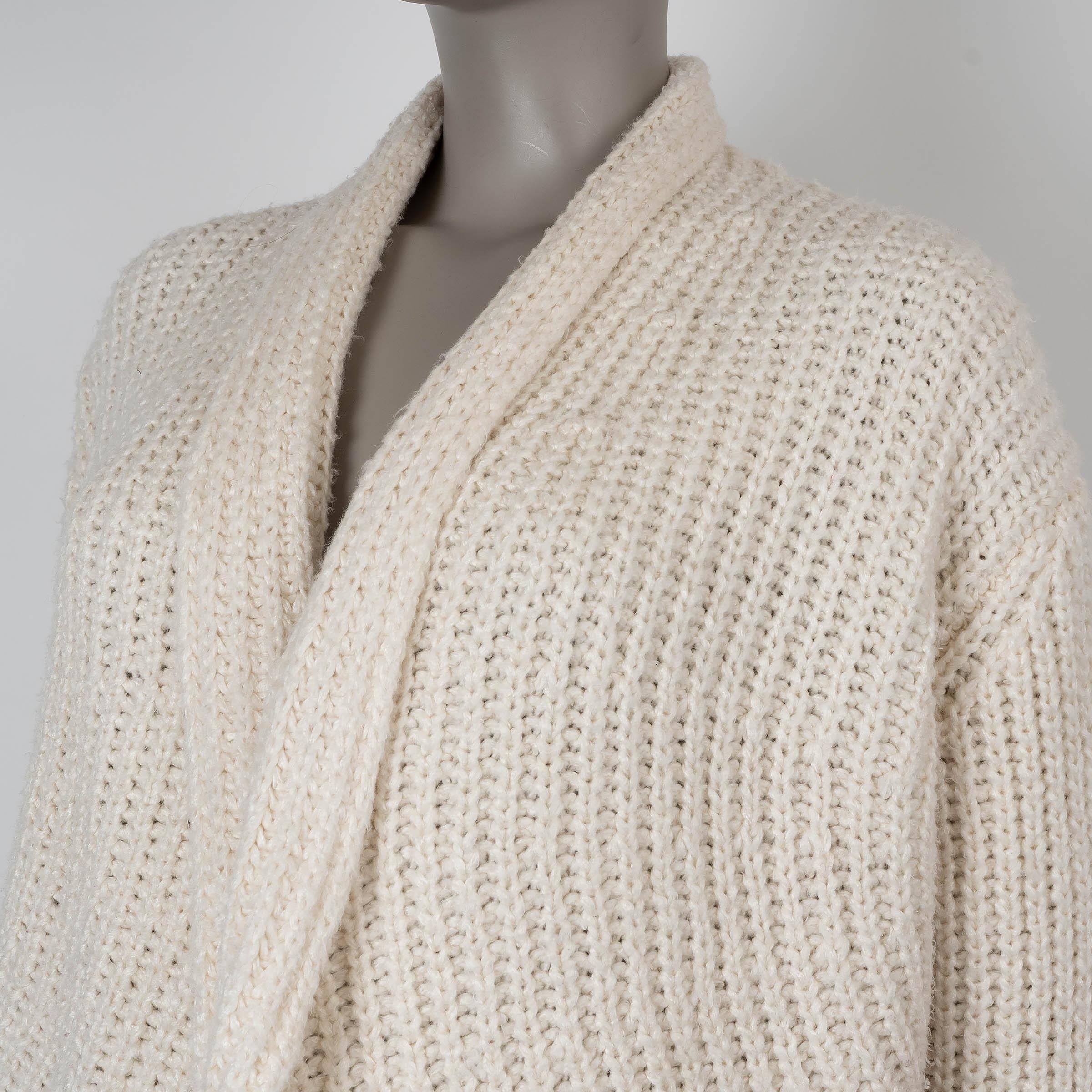 LORO PIANA crema seda 2024 COCOONING CHUNKY Cárdigan Jersey XS en venta 1