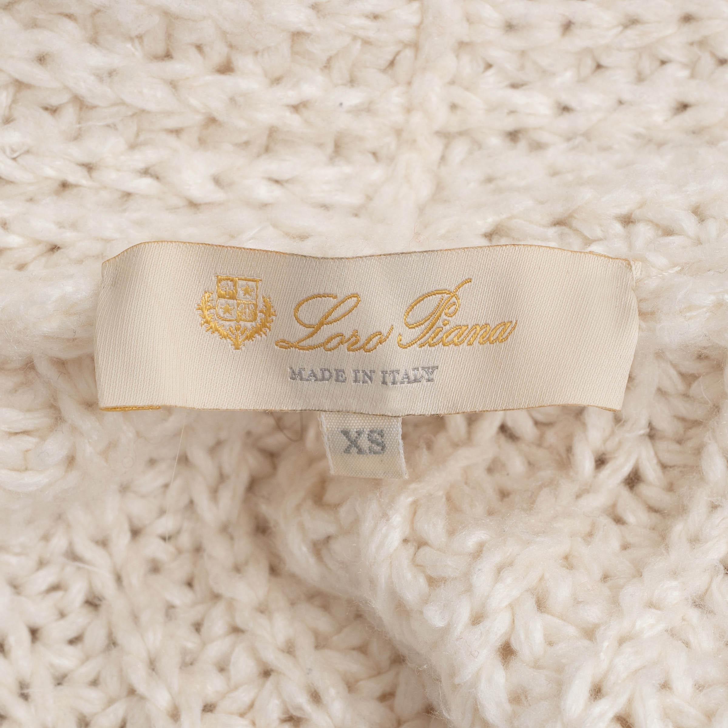 LORO PIANA crema seda 2024 COCOONING CHUNKY Cárdigan Jersey XS en venta 2