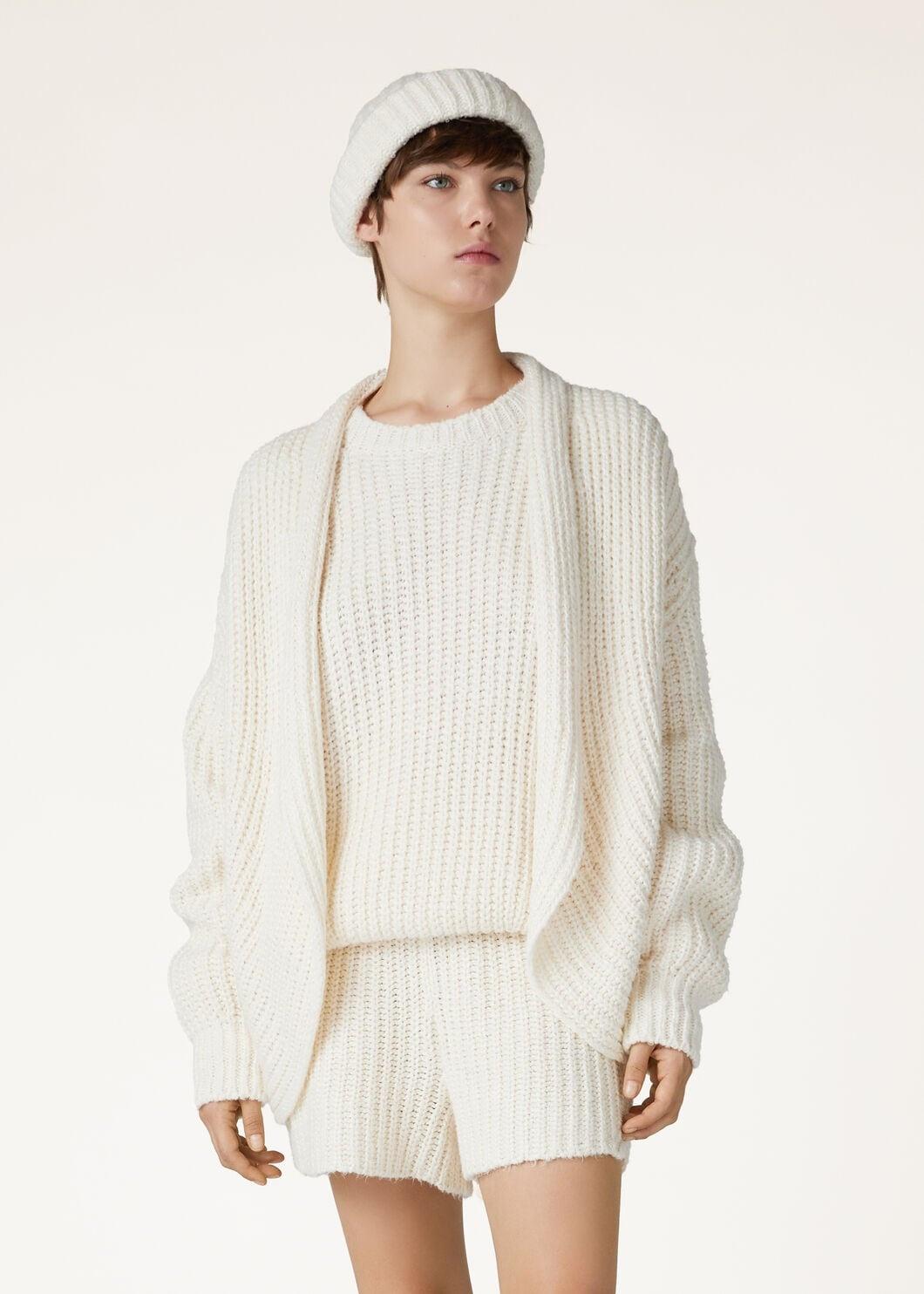 LORO PIANA crema seda 2024 COCOONING CHUNKY Cárdigan Jersey XS en venta 4