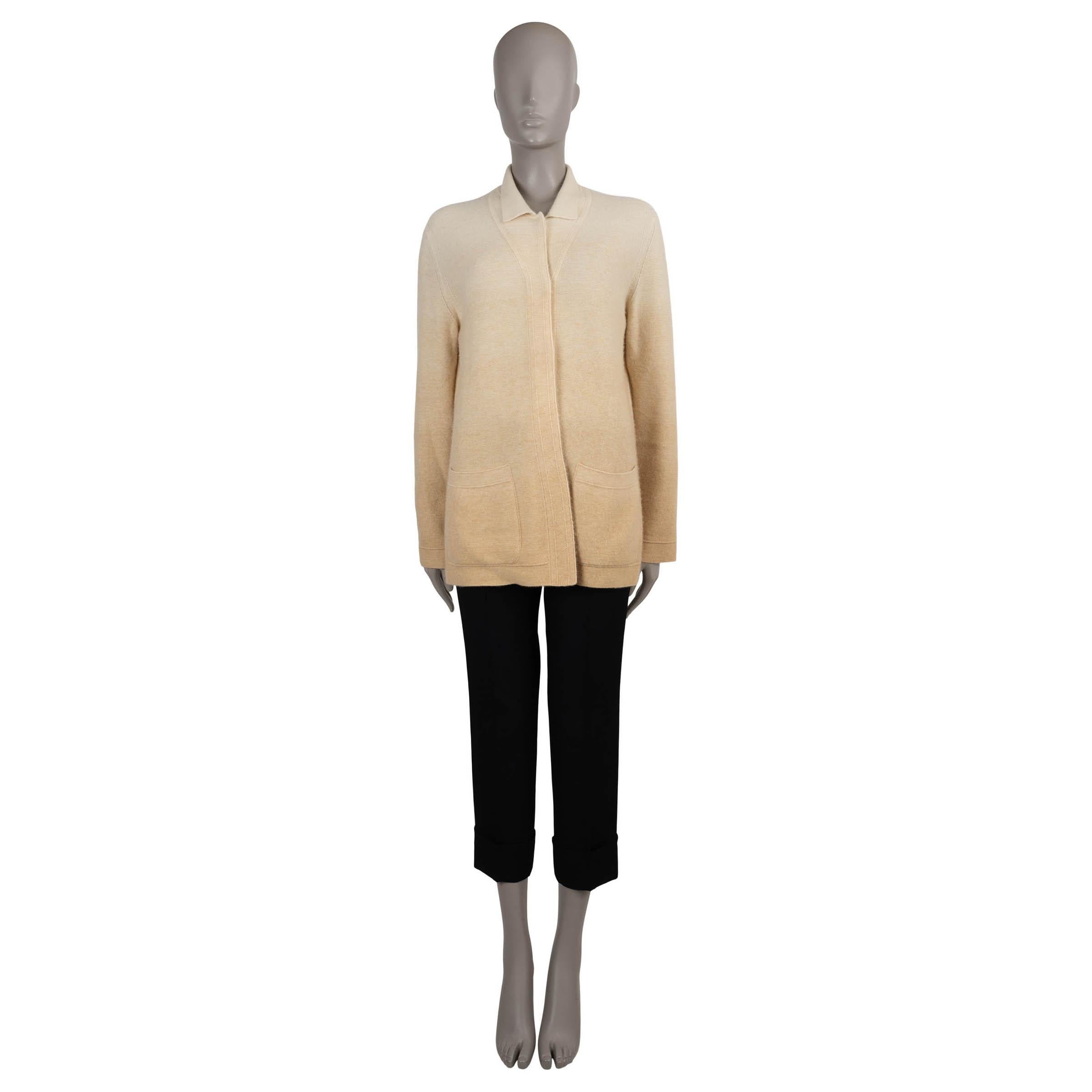 LORO PIANA cream to beige cashmere & silk GRADIENT Cardigan Sweater 40 S In Excellent Condition For Sale In Zürich, CH