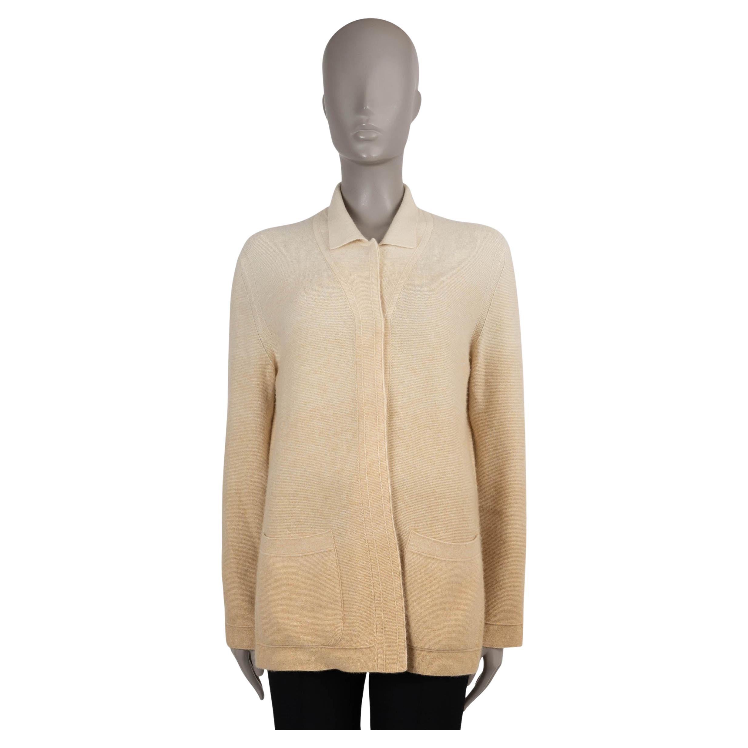 LORO PIANA cream to beige cashmere & silk GRADIENT Cardigan Sweater 40 S For Sale