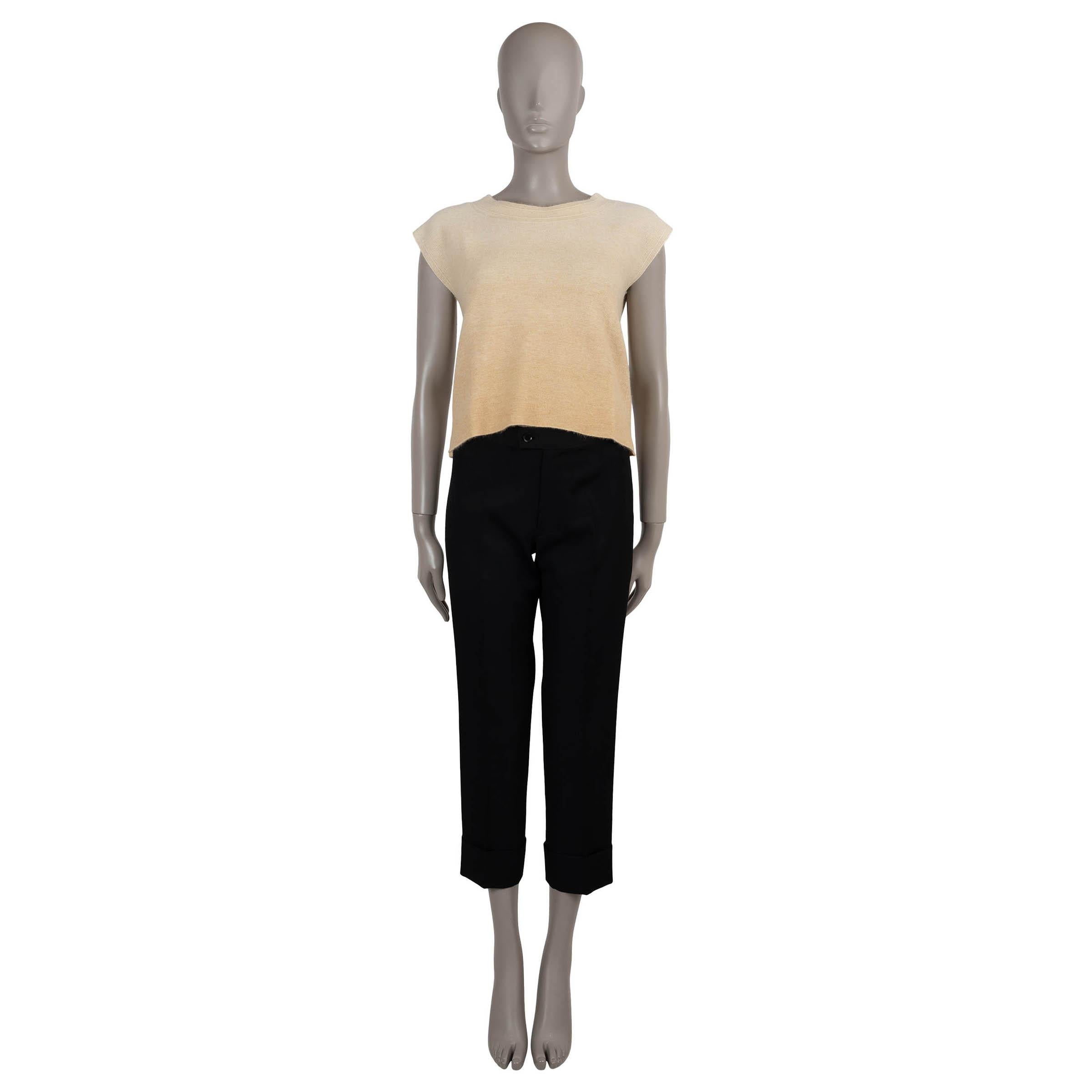 LORO PIANA cream to beige cashmere & silk GRADIENT KNIT TOP Shirt 38 XS In Excellent Condition For Sale In Zürich, CH
