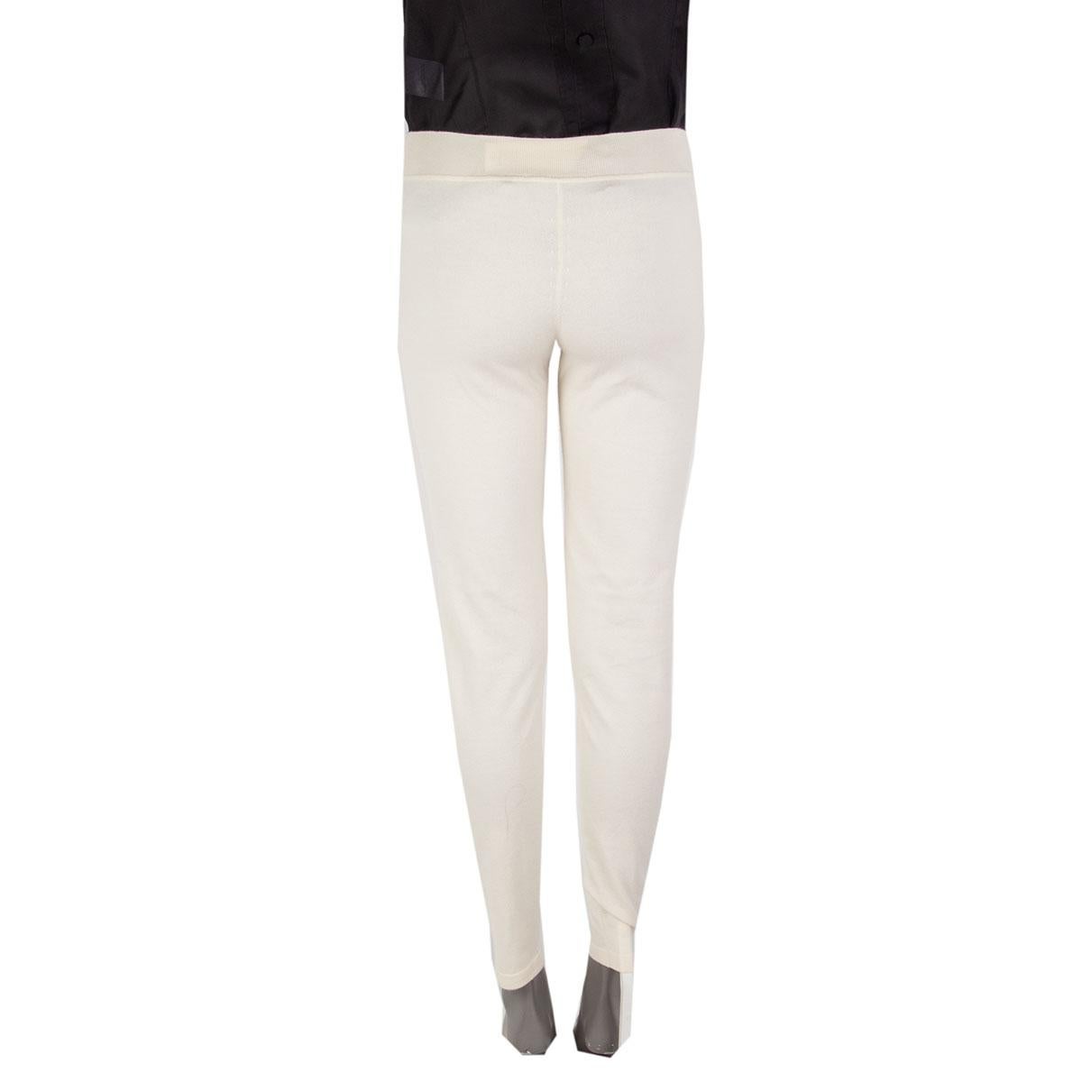 LORO PIANA cream white cashmere blend THOMPSON LEGGINGS Pants 44 L In Excellent Condition In Zürich, CH