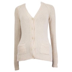 LORO PIANA cream white cashmere V-Neck Cardigan Sweater 38 XS