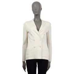 LORO PIANA cream white silk & cotton DOUBLE BREASTED KNIT Blazer Jacket 38 XS