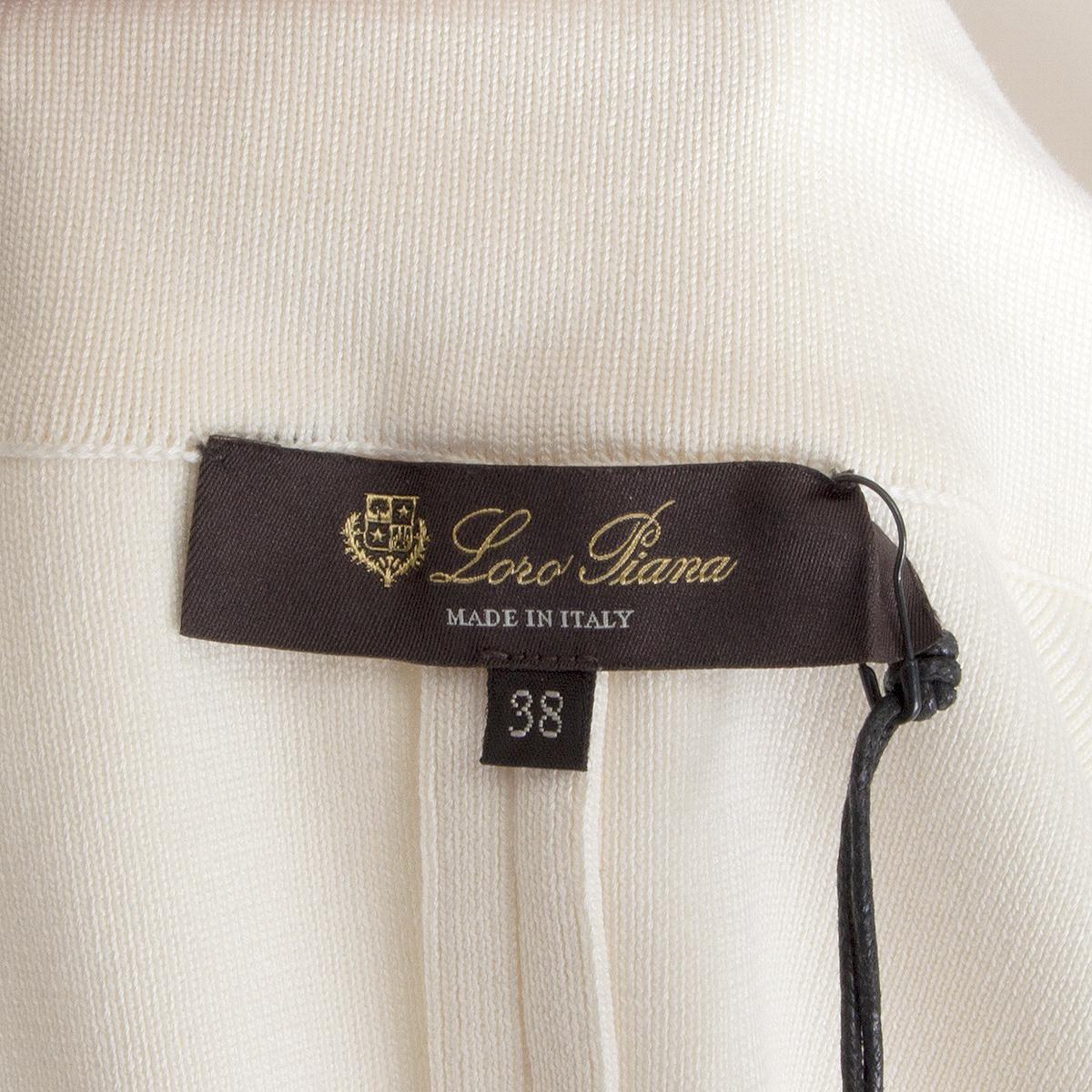 LORO PIANA Cremeweißer Blazer aus Seide und Baumwolle, DOUBLE BREASTED KNIT, 38 XS Damen im Angebot