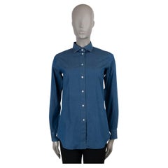 LORO PIANA dark blue 2020 STRETCH CHAMBRAY Button-Up Shirt 42 M