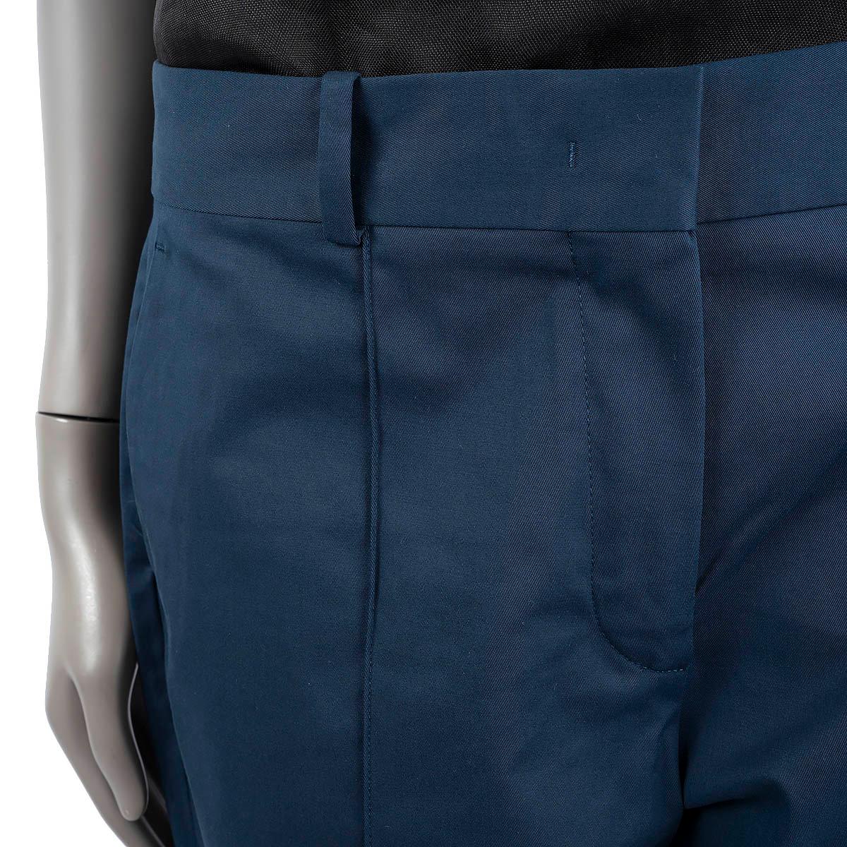 Women's LORO PIANA dark blue cotton TAPERED Pants 44 L For Sale