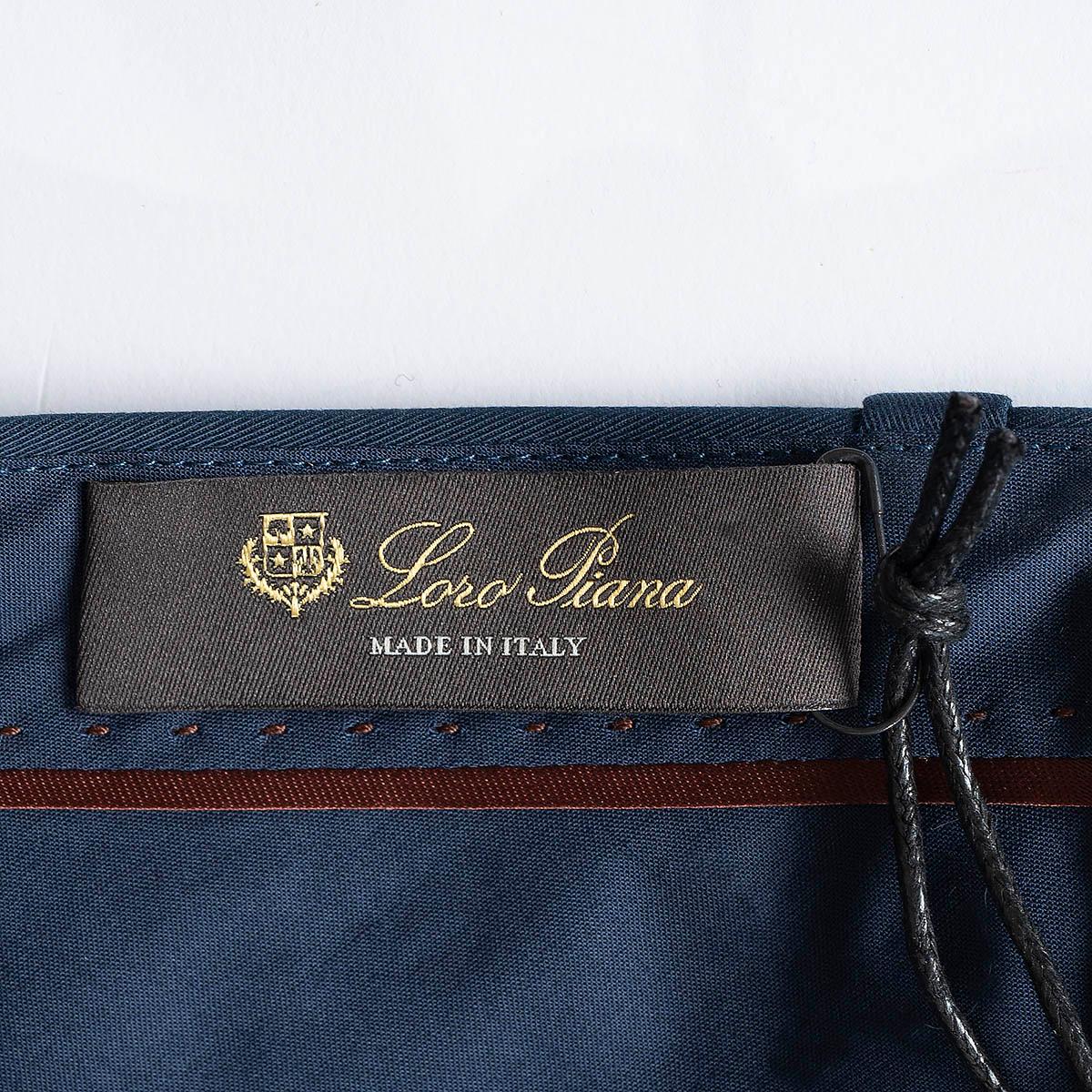 LORO PIANA dark blue cotton TAPERED Pants 44 L For Sale 1