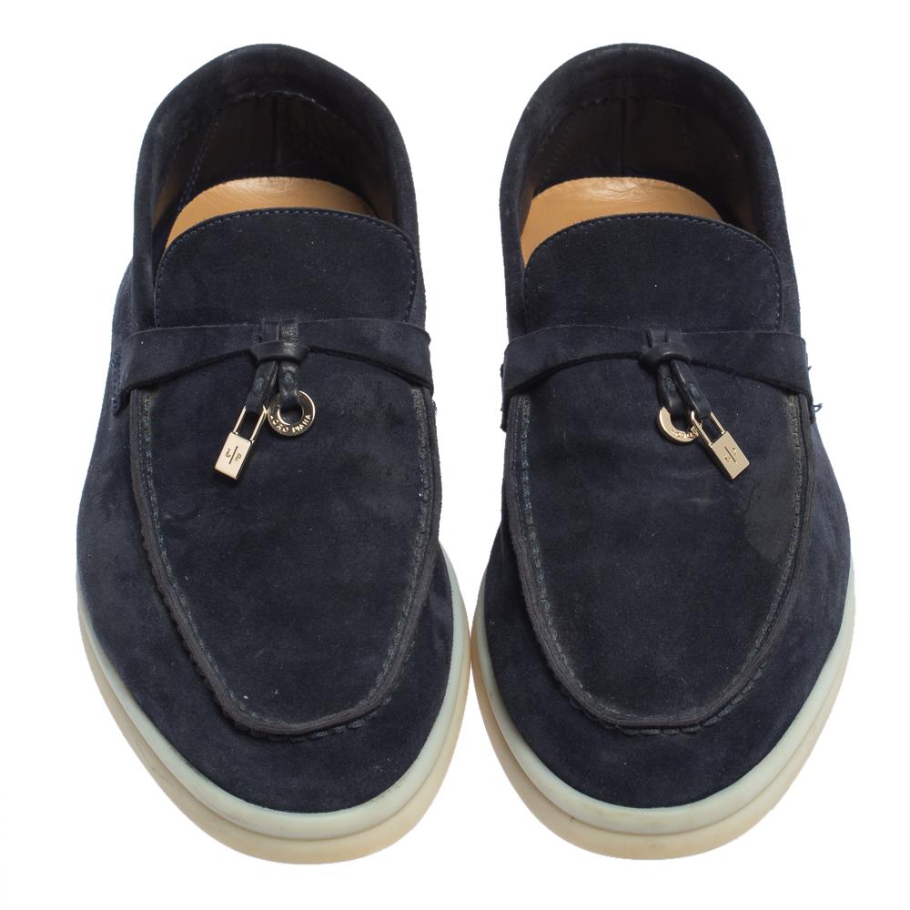 Loro Piana Dunkelblaue Sommer-Charms Walk Loafers Größe 37 (Schwarz)