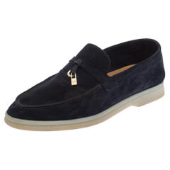 Loro Piana Dunkelblaue Sommer-Charms Walk Loafers Größe 37