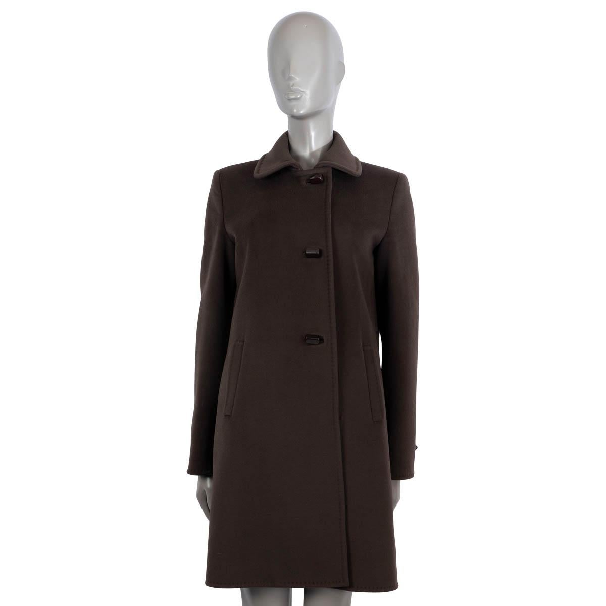 Black LORO PIANA dark brown cashmere Coat Jacket 44 L For Sale
