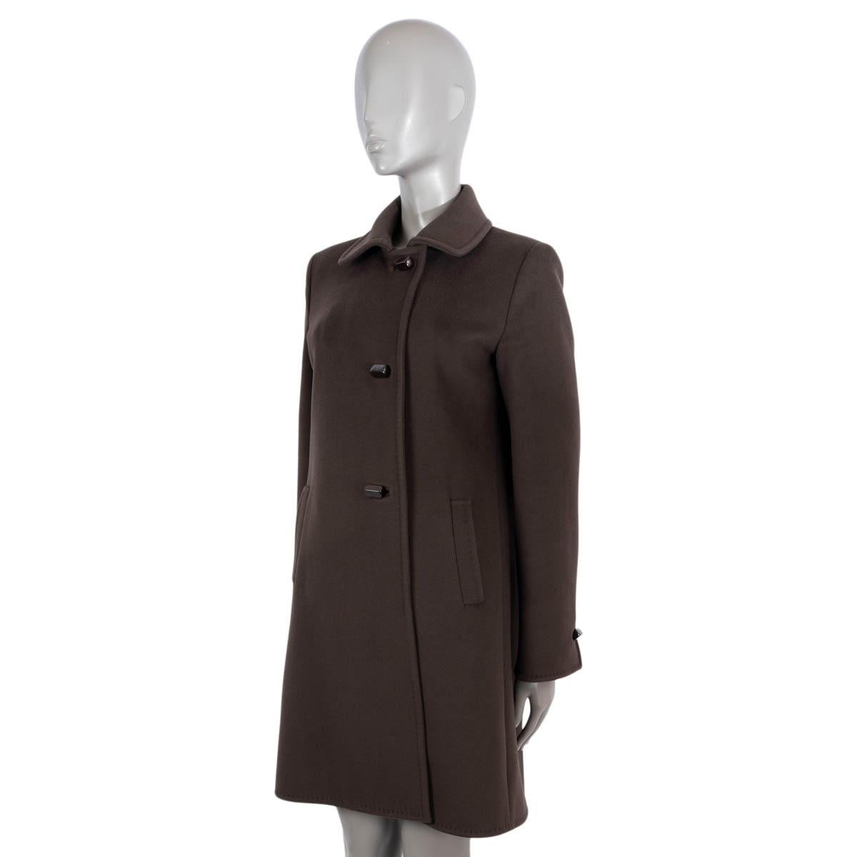 LORO PIANA dark brown cashmere Coat Jacket 44 L In Excellent Condition For Sale In Zürich, CH