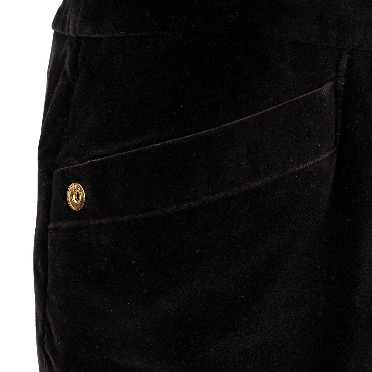 LORO PIANA dark brown cotton VELVET STRAIGHT LEG Pants 48 XL In Excellent Condition For Sale In Zürich, CH