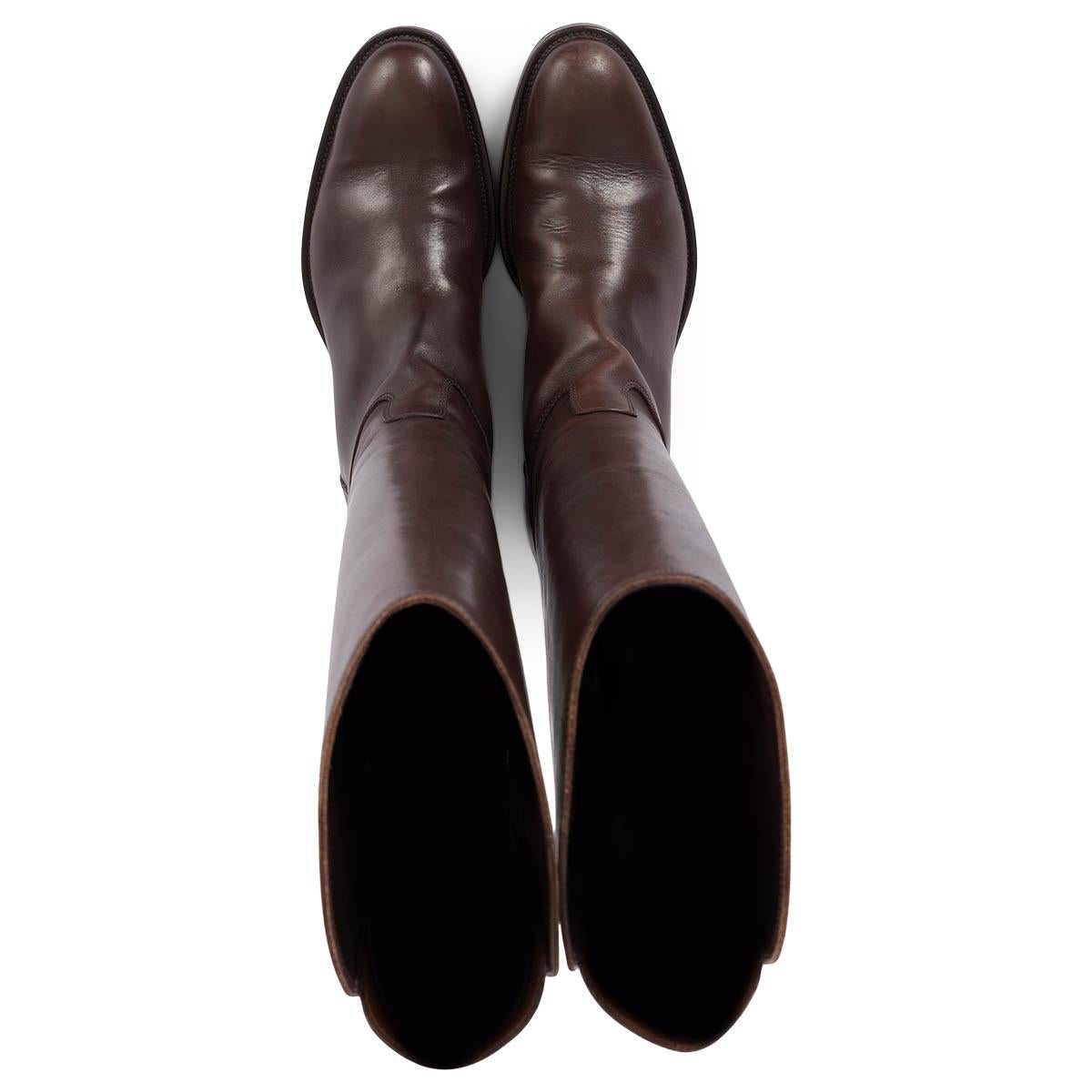 LORO PIANA dunkelbraunes Leder WELLINGTON RIDING Stiefel Schuhe 37.5 fit 38 Damen im Angebot
