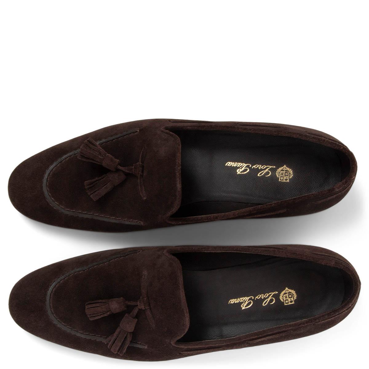 LORO PIANA ante marrón oscuro Mocasines TASSEL Zapatos planos 36 en Excelente Estado en Zürich, CH