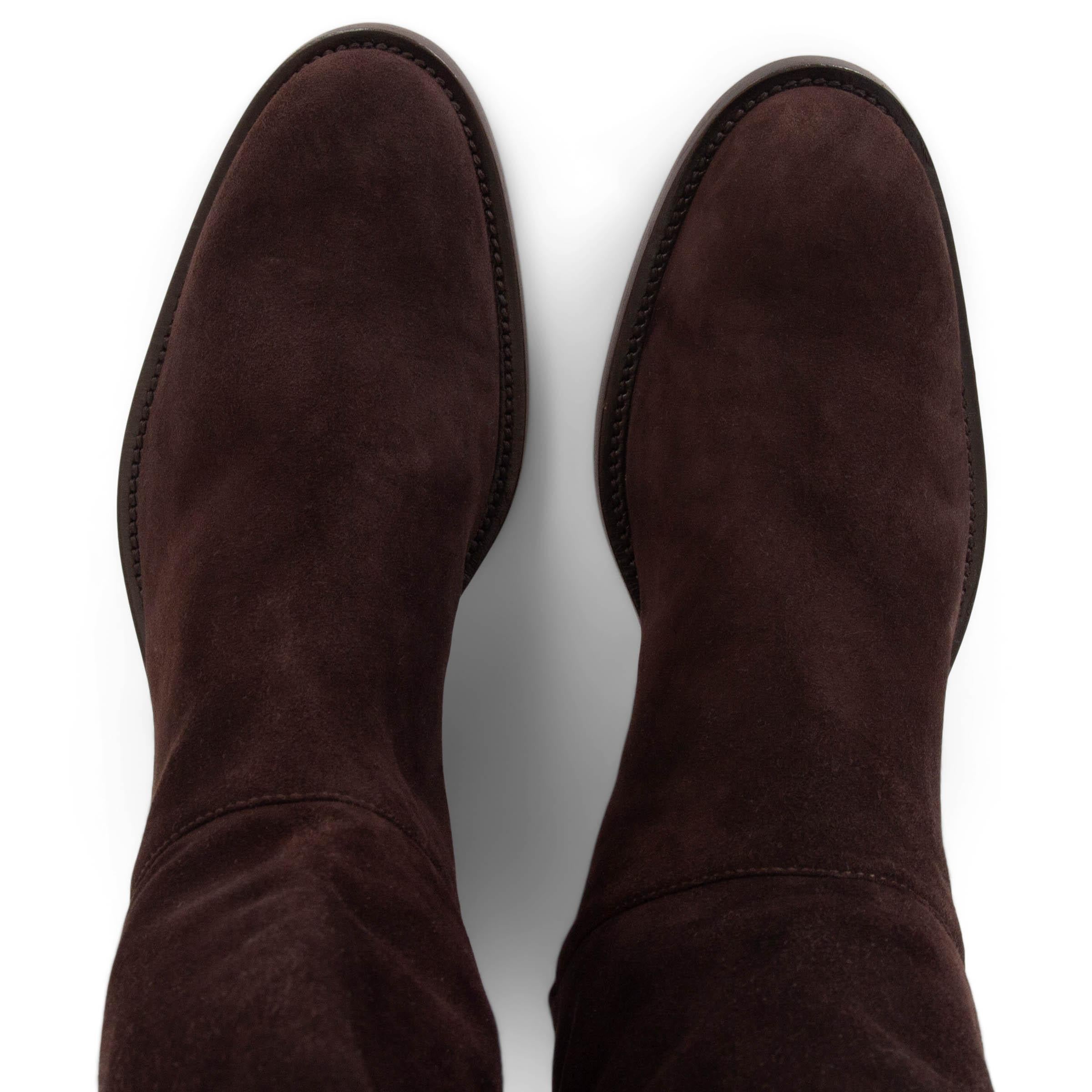 Donna Loro Piana in pelle scamosciata marrone scuro Stivali TRUE MID-CALF Scarpe 39 in vendita