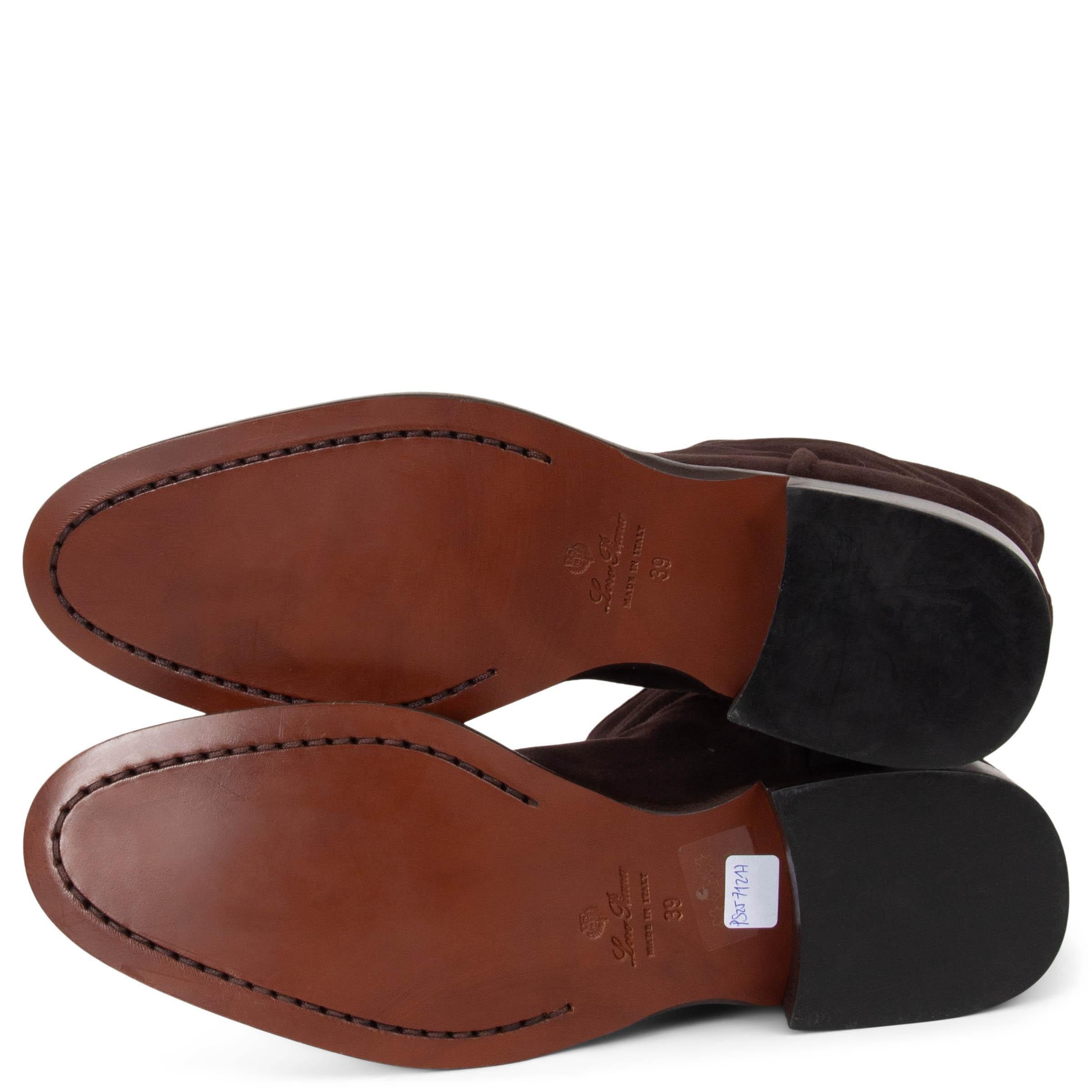 Loro Piana in pelle scamosciata marrone scuro Stivali TRUE MID-CALF Scarpe 39 in vendita 1
