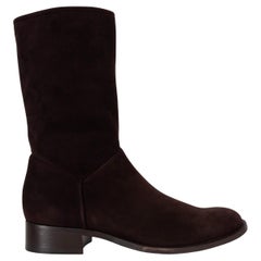 LORO PIANA dark brown suede TRUE MID-CALF Boots Shoes 39