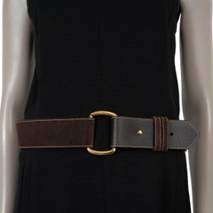 LORO PIANA dunkelbraunes Wildleder 50CM DOUBLE BUCKLE Gürtel 85