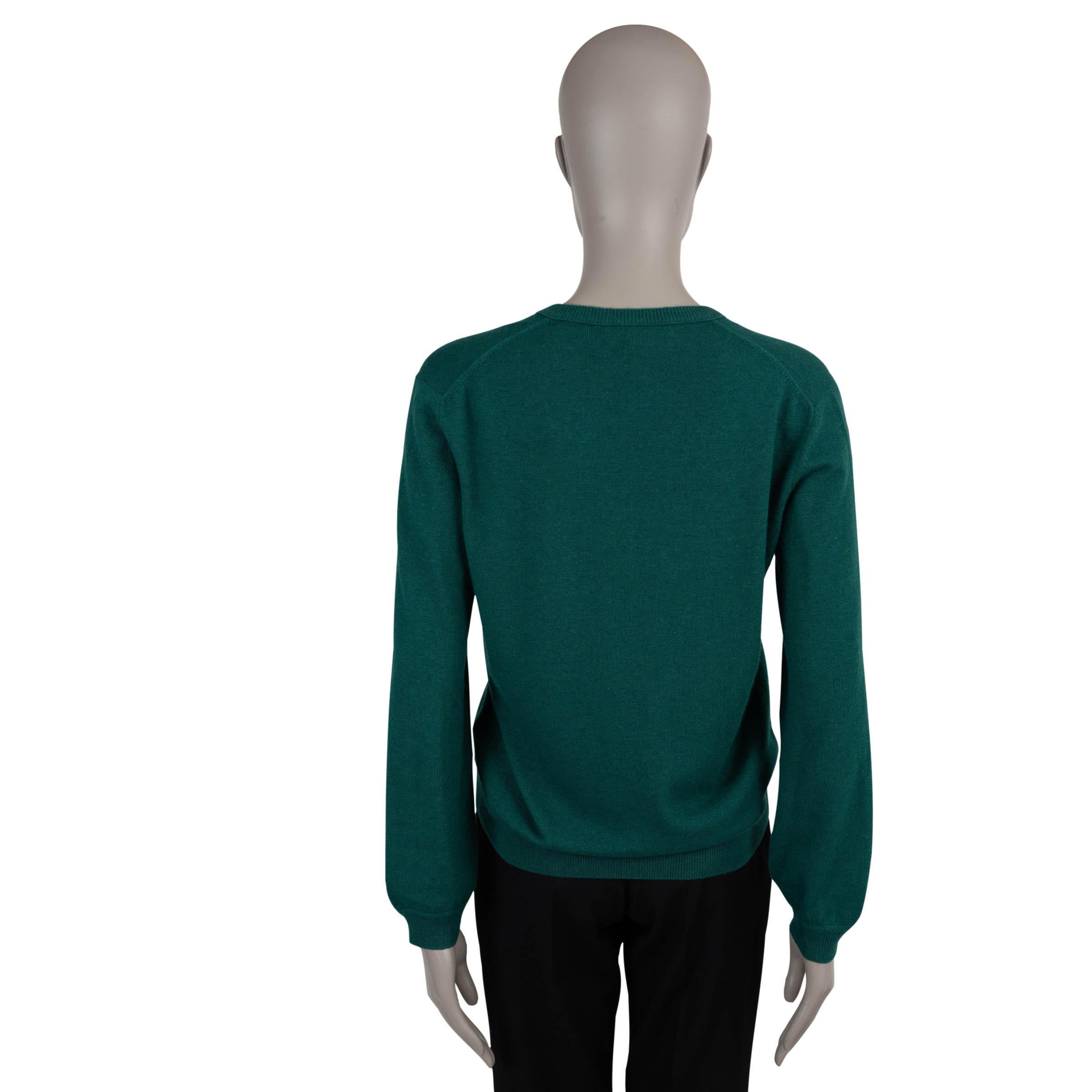 Nero Loro Piana maglione verde scuro in cashmere e seta CLASSIC V-NECK 40 S.I.V.A. in vendita