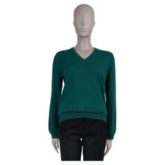 Loro Piana maglione verde scuro in cashmere e seta CLASSIC V-NECK 40 S.I.V.A.
