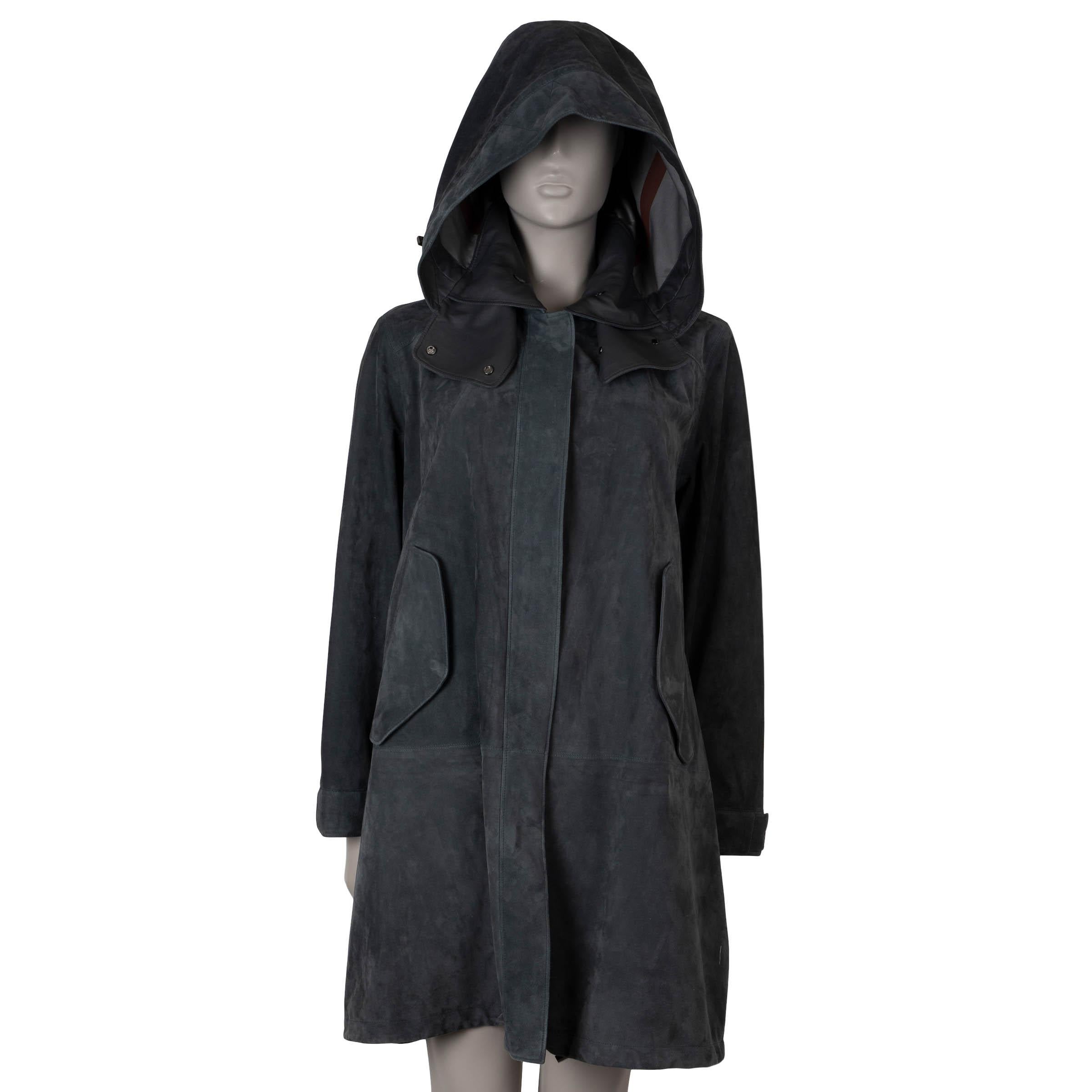 Veste manteau gris foncé en daim technique RICHIE DUFFLE 2018 LORO PIANA 46 XL Pour femmes en vente