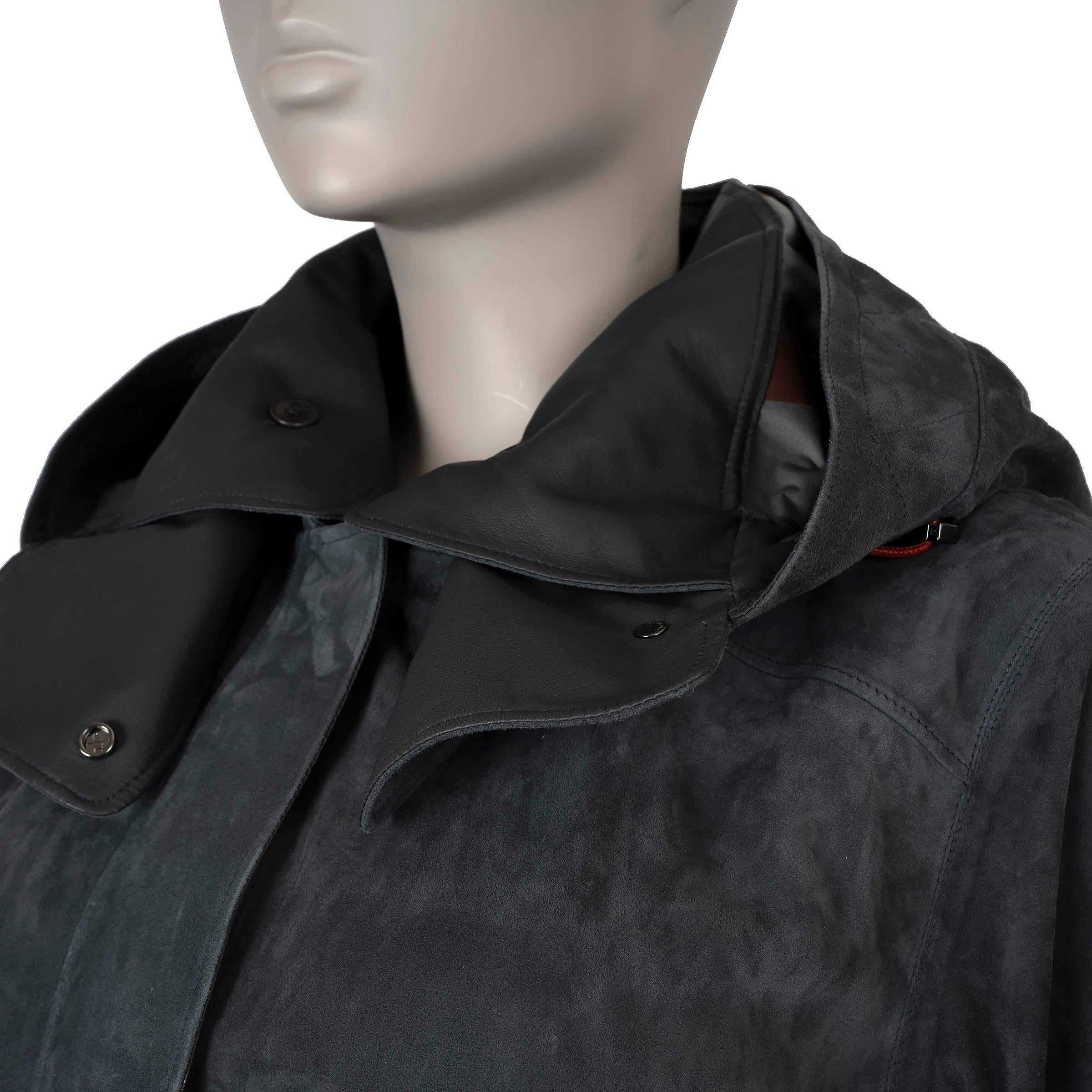 Veste manteau gris foncé en daim technique RICHIE DUFFLE 2018 LORO PIANA 46 XL en vente 2
