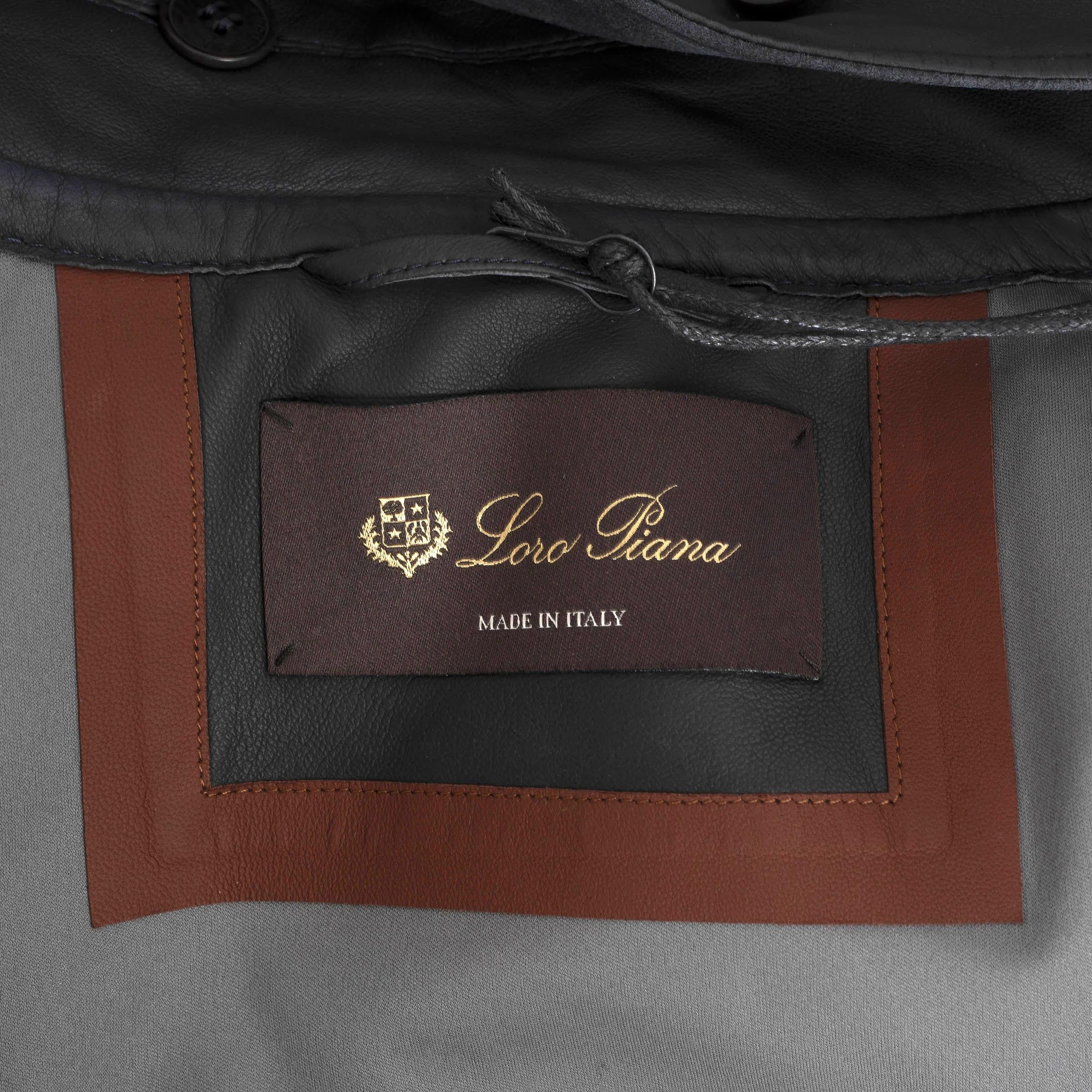 Veste manteau gris foncé en daim technique RICHIE DUFFLE 2018 LORO PIANA 46 XL en vente 3