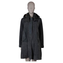 Veste manteau gris foncé en daim technique RICHIE DUFFLE 2018 LORO PIANA 46 XL
