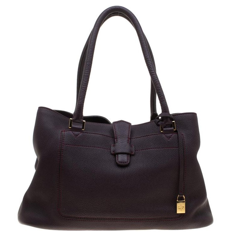 Loro Piana Dark Purple Leather Tote