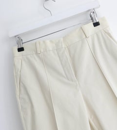 Loro Piana Women's Derk Symphony Cream Cotton Trousers, Size IT38/UK6